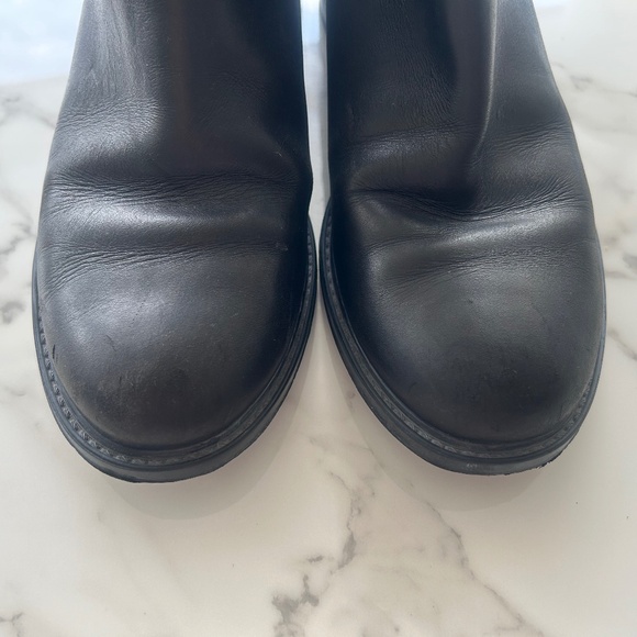 Ferragamo Gancini Black Leather Moto Ankle Boots 38.5 B - Picture 7 of 9